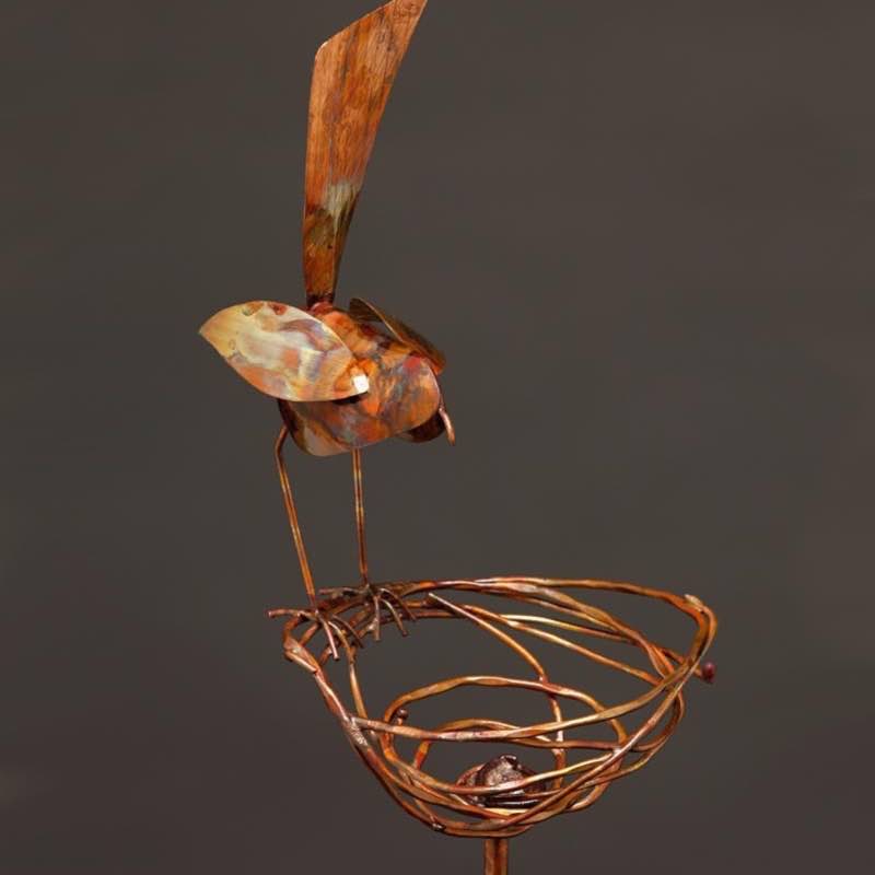 Carolina Wren And Nest Copper Garden Stake