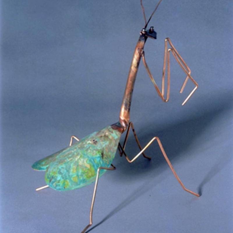 Praying Mantis Copper Garden Stake