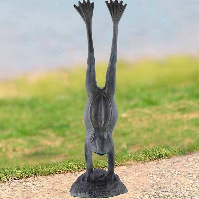 Recycled Aluminum Handstand Frog Statue