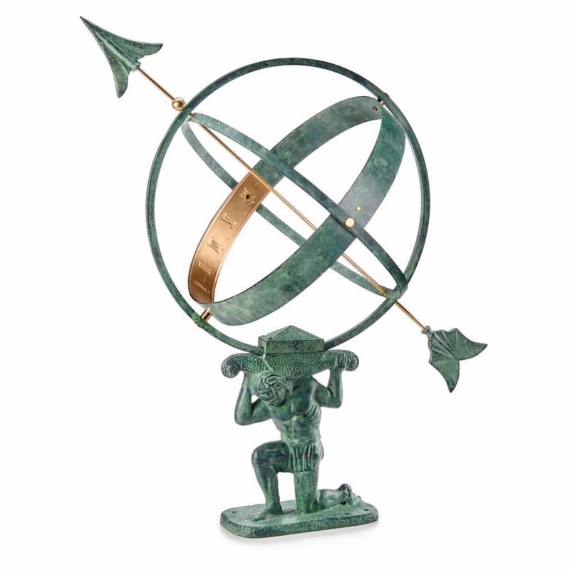 Cast Aluminum Atlas Armillary Sundial