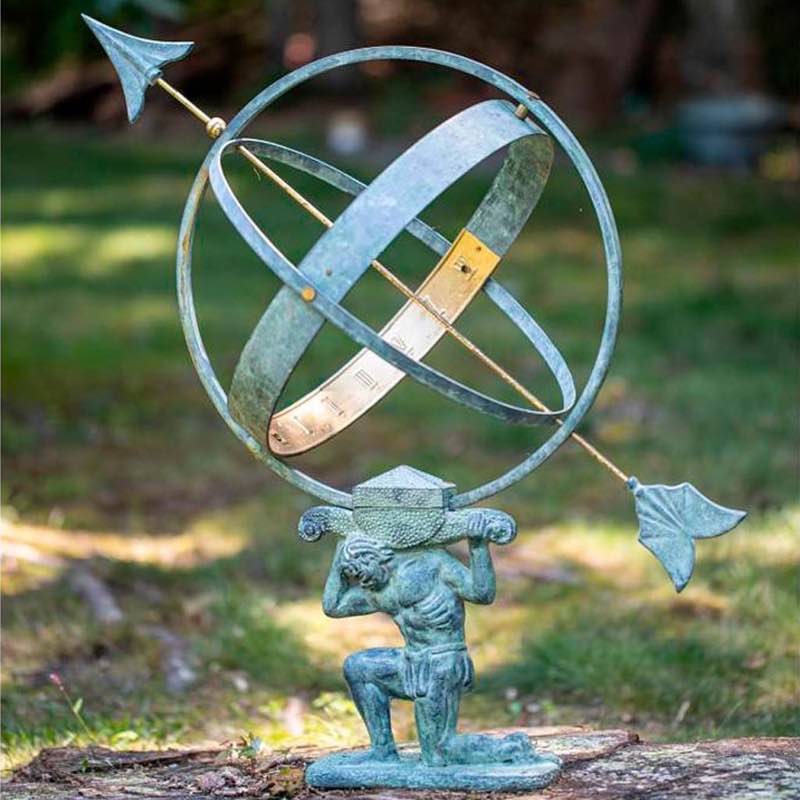 Cast Aluminum Atlas Armillary Sundial