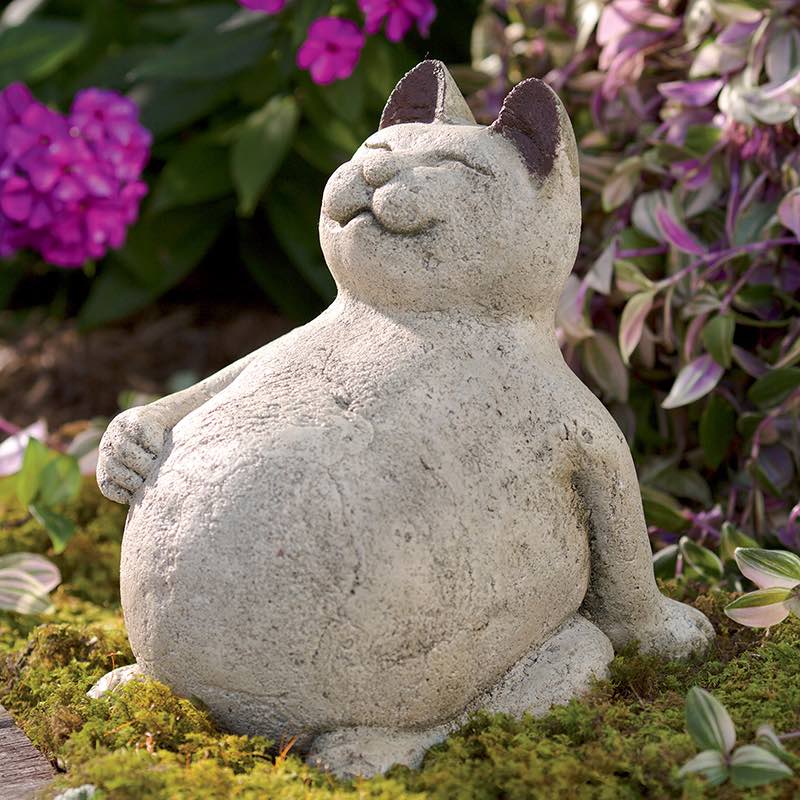 Handcrafted Volcanic Ash Lucky Cat Indoor/Outdoor Sculpture