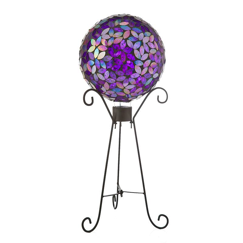 Steel Gazing Ball and Spinning Butterfly Stand (purple)