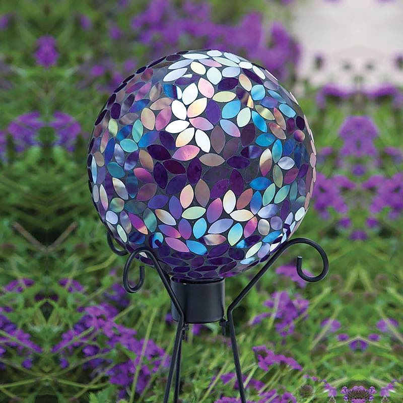 Steel Gazing Ball and Spinning Butterfly Stand (purple)