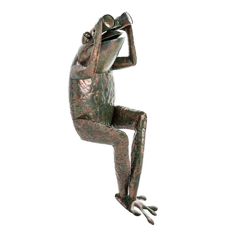 Handcrafted Metal Frog with Binoculars Yard Accent