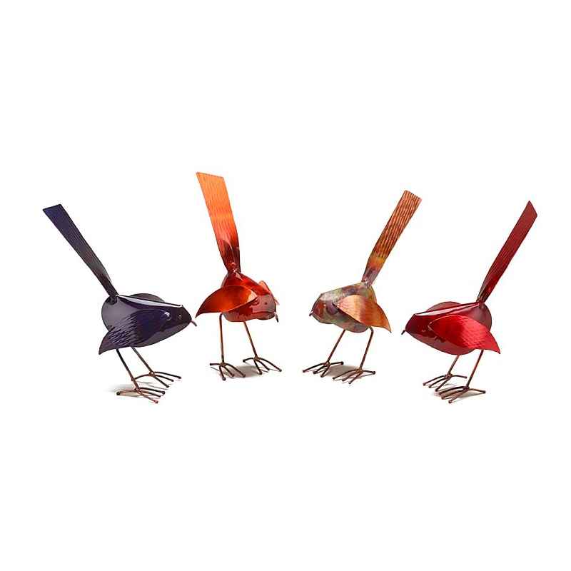 Handcrafted Copper Bird Statue - Blue