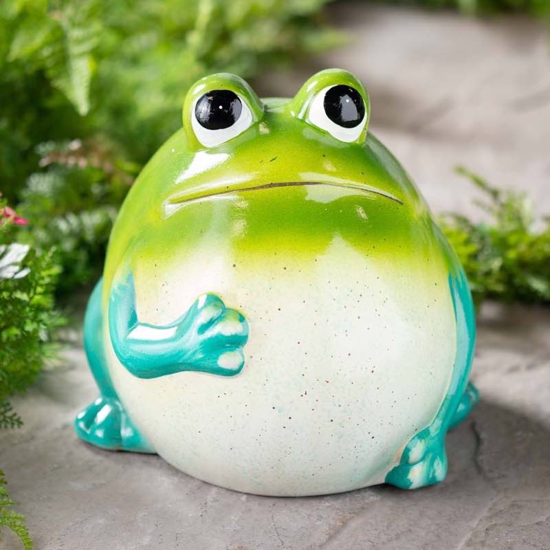 Hand-Painted Indoor/Outdoor Big Belly Ceramic Frog Sculpture