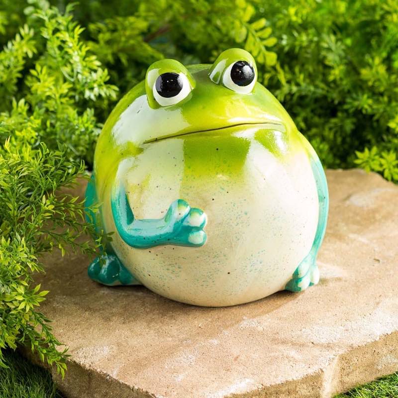 Hand-Painted Indoor/Outdoor Big Belly Ceramic Frog Sculpture