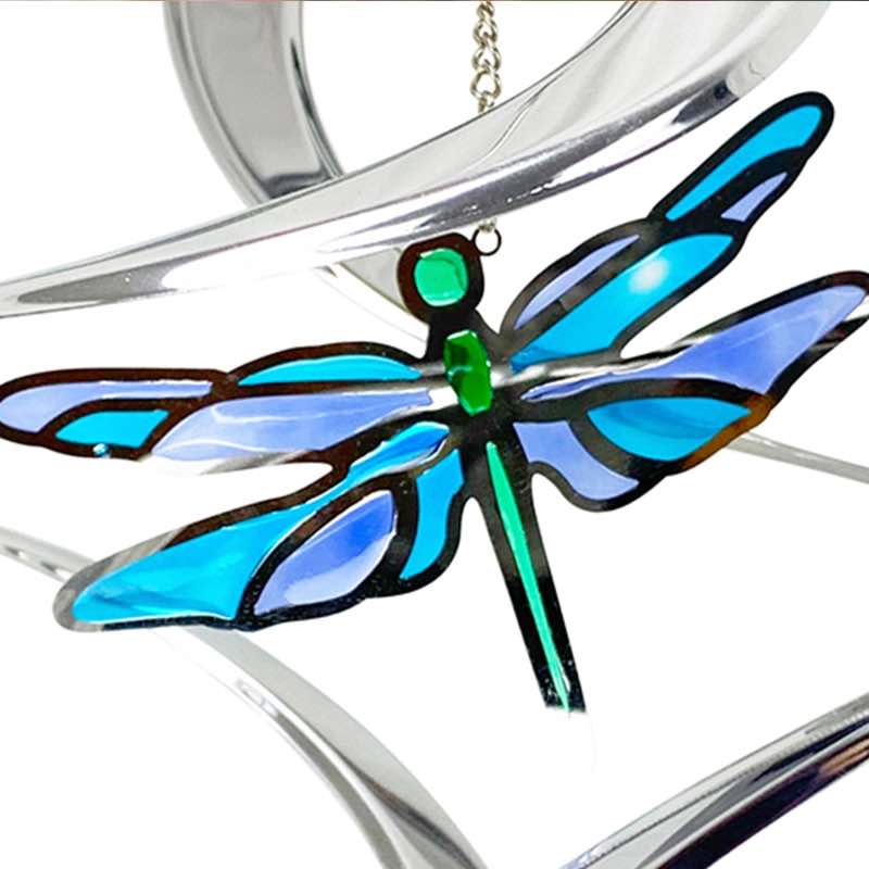 Silver Dragonfly Wind Spiral