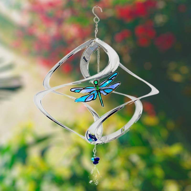 Silver Dragonfly Wind Spiral
