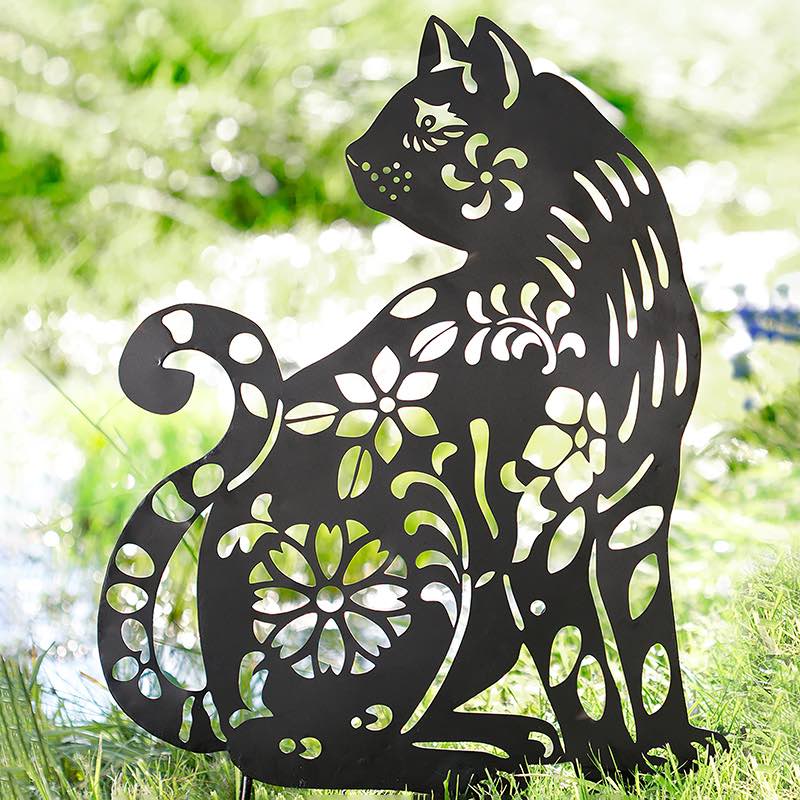 Metal Animal Silhouette Garden Stake - Cat