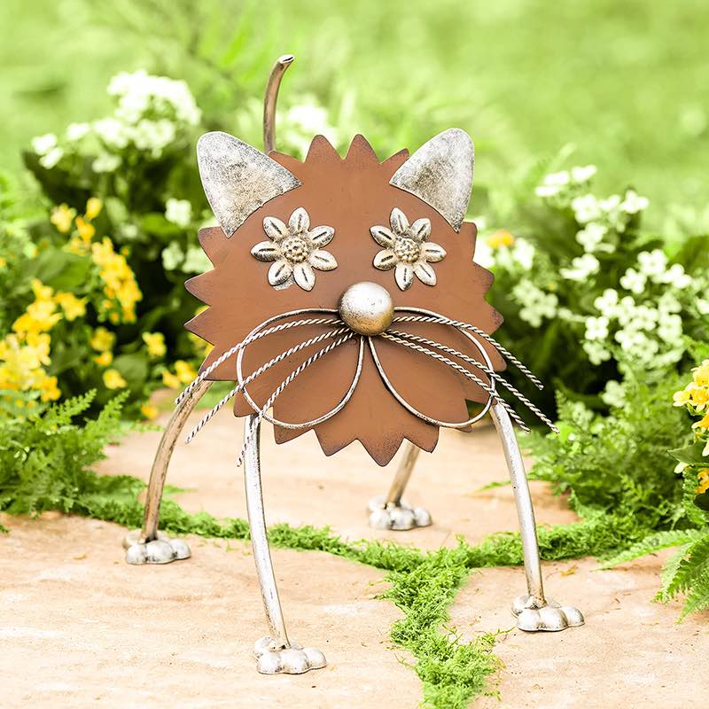 Handcrafted Recycled Metal Cat Sculpture