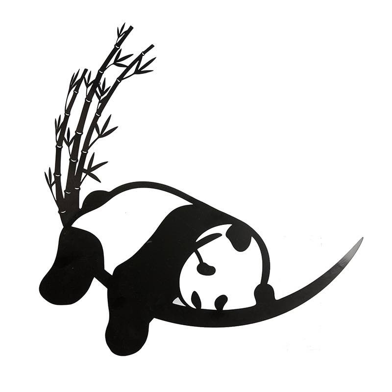 Resting Panda and Bamboo Metal Wall Art