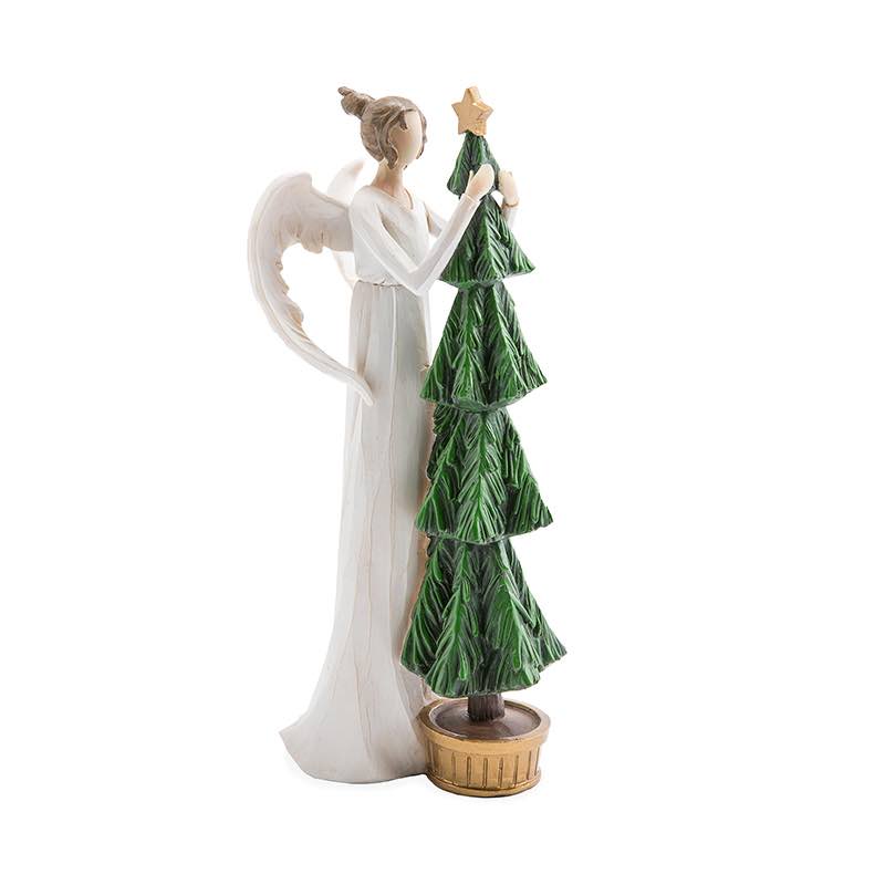 Angel with Christmas Tree Indoor/Outdoor Holiday Sculpture