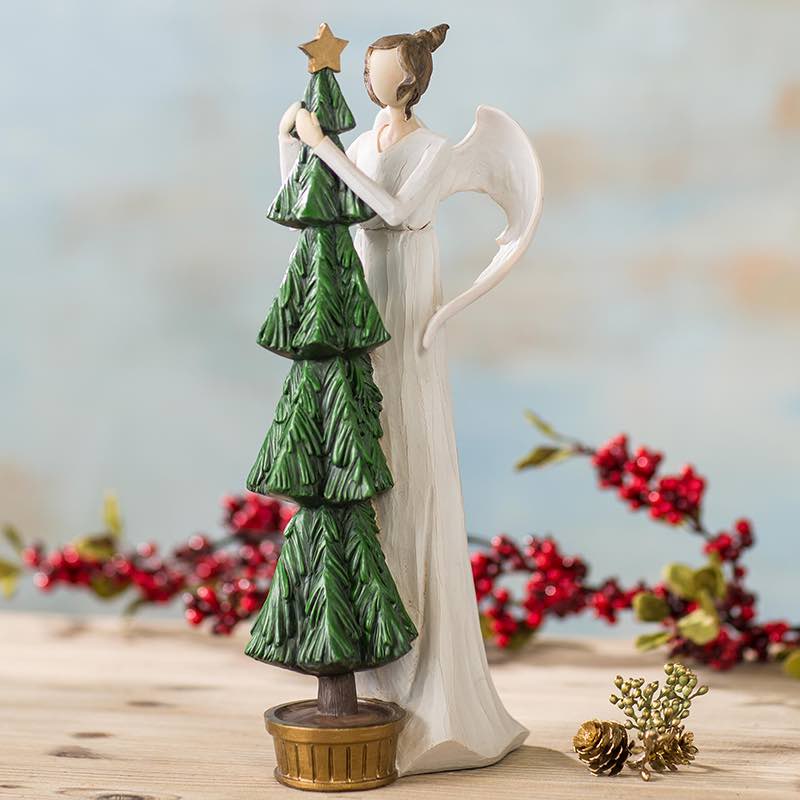 Angel with Christmas Tree Indoor/Outdoor Holiday Sculpture