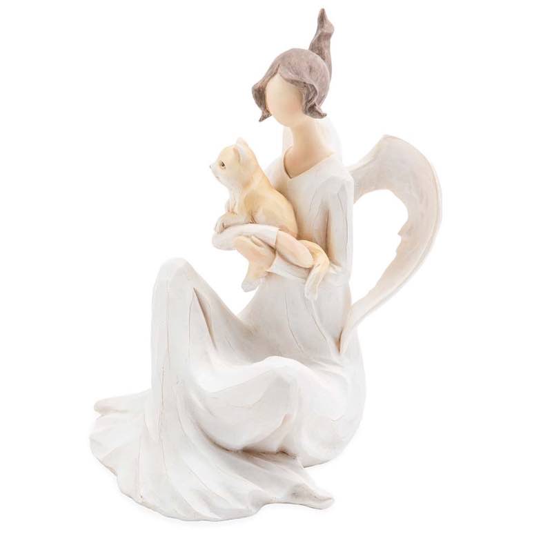 Seated Angel with Cat Indoor/Outdoor Holiday Sculpture