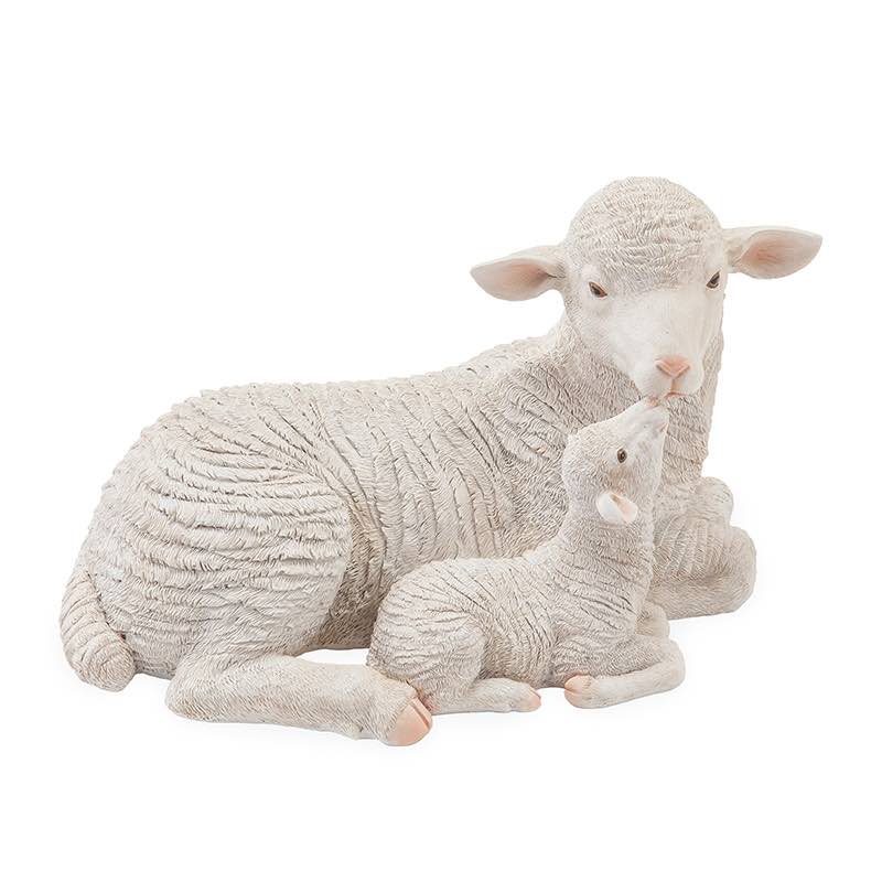 Mama Sheep with Lamb Statue