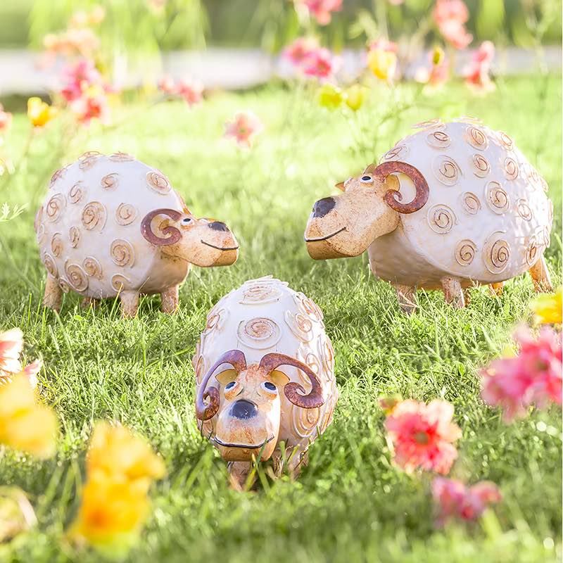 Metal Ram Sculptures, Set of 3