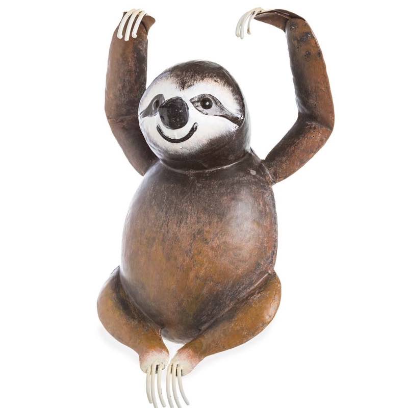 Handcrafted Reclaimed Metal Hanging Sloth Decoration