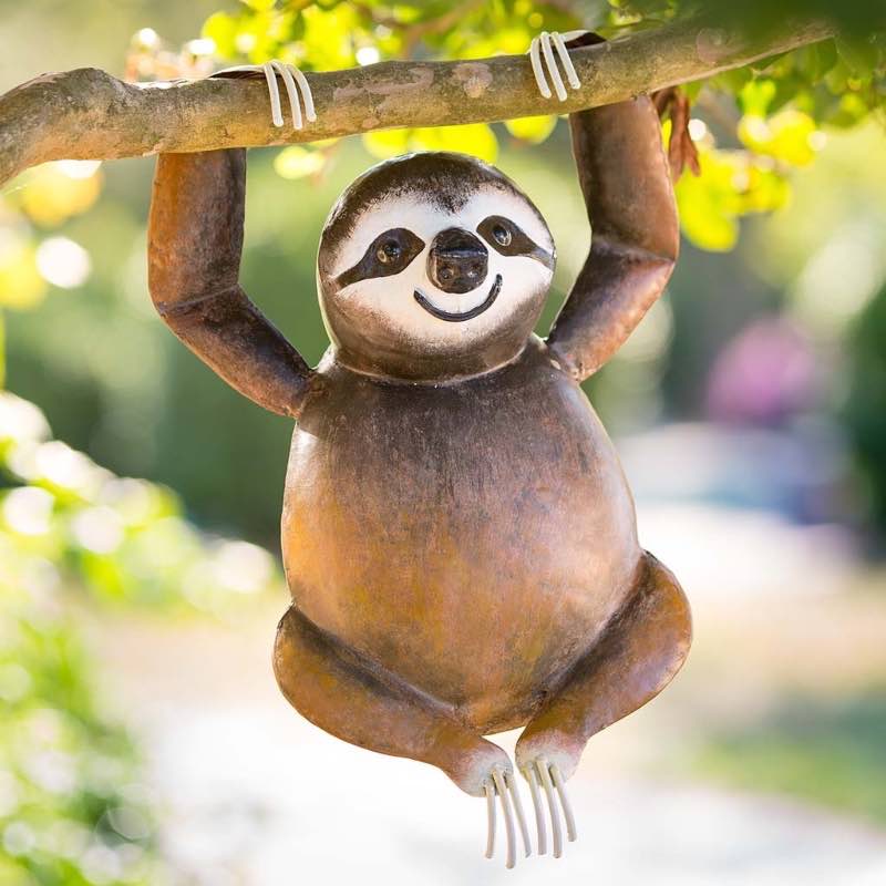 Handcrafted Reclaimed Metal Hanging Sloth Decoration