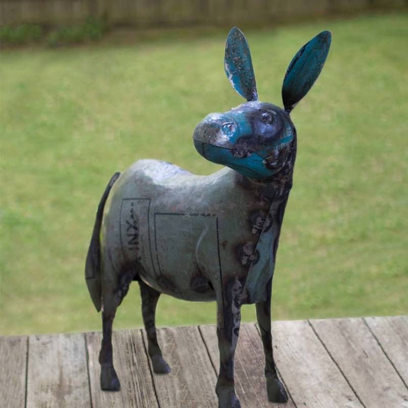 Handcrafted Recycled Metal Donkey Sculpture