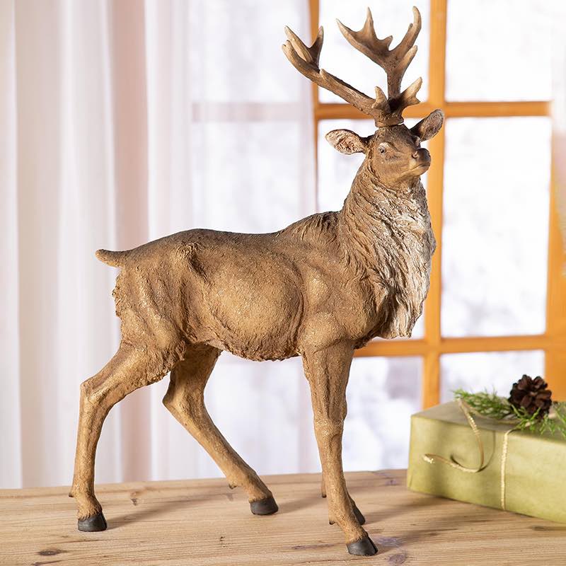 Lifelike Standing Elk Sculpture