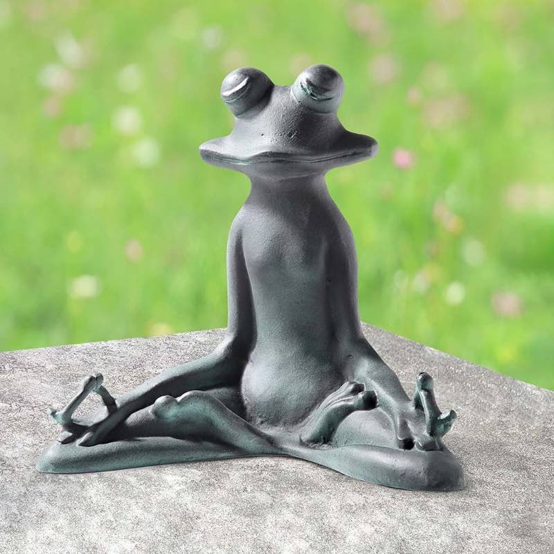 Handcrafted Metal Yoga Frog Sculpture