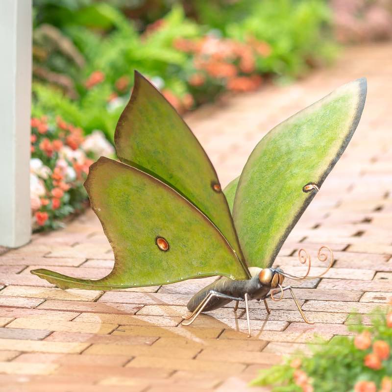 Handcrafted Metal Luna Moth Indoor/Outdoor Sculpture