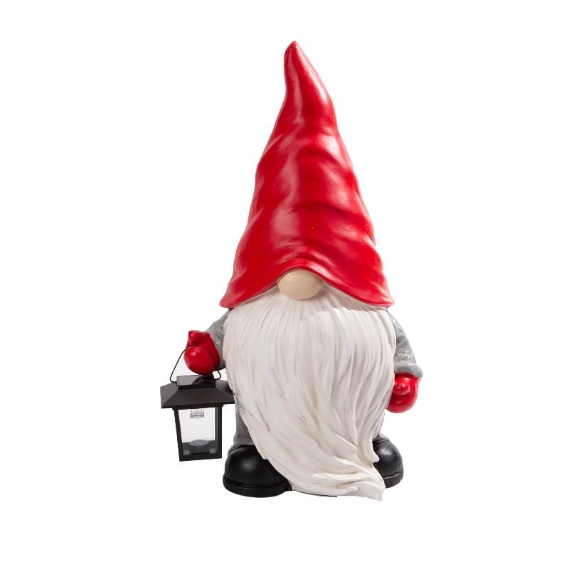 Welcome Home Gnome Sculpture with Solar-Powered Lantern