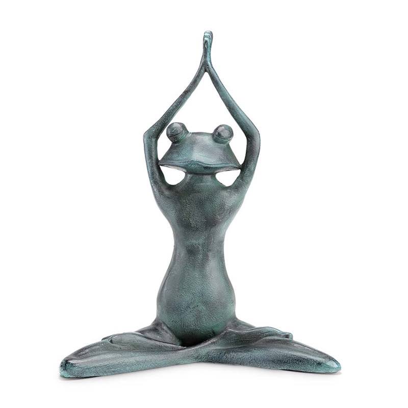 Handcrafted Aluminum Stretching Yoga Frog Sculpture