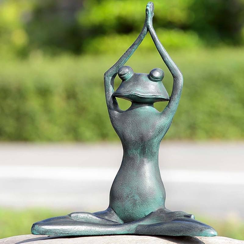 Handcrafted Aluminum Stretching Yoga Frog Sculpture