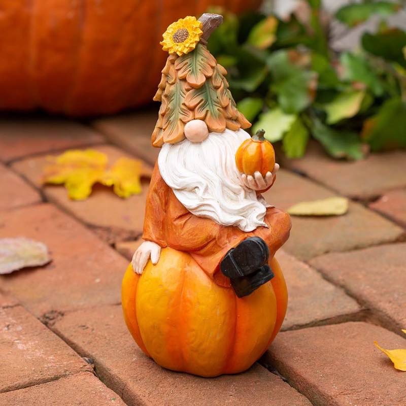 Happy Harvest Gnome on Pumpkin