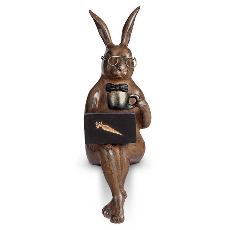 Handcrafted Metal Bunny Indoor/Outdoor Ledge Sitter