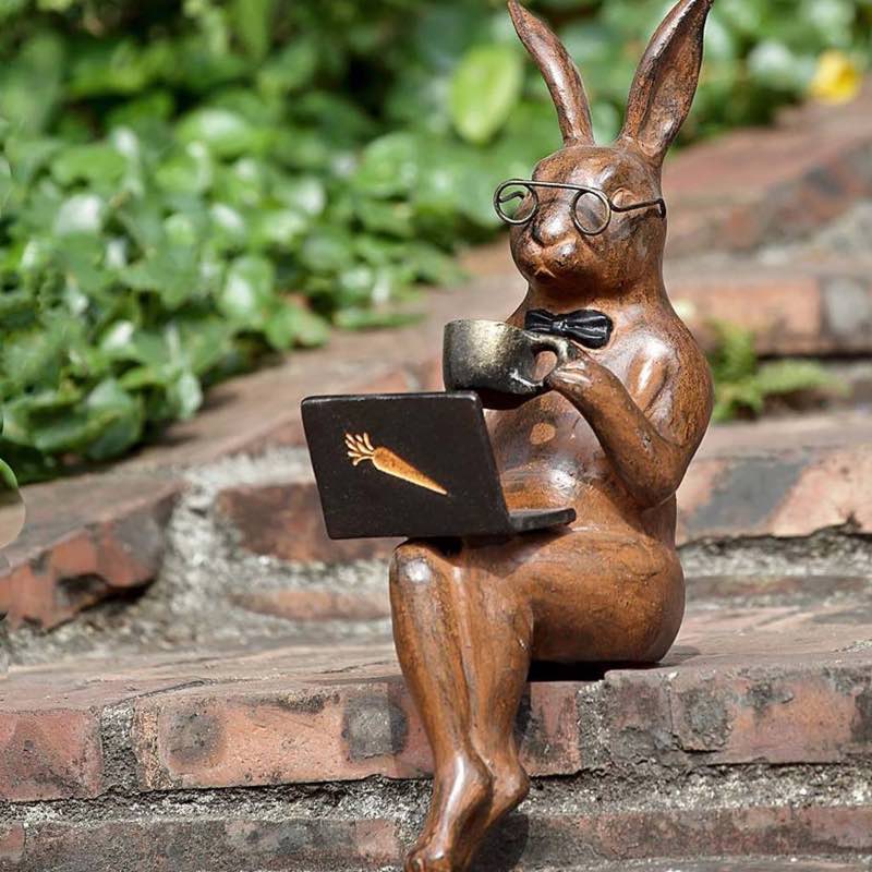 Handcrafted Metal Bunny Indoor/Outdoor Ledge Sitter