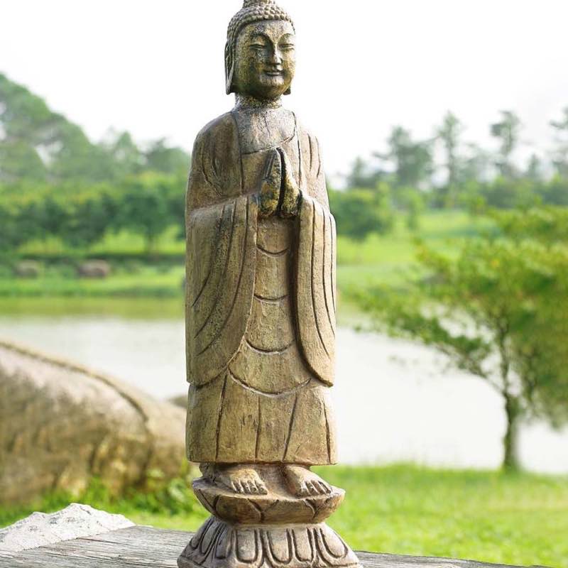 Handcrafted Standing Meditating Buddha Garden Statue