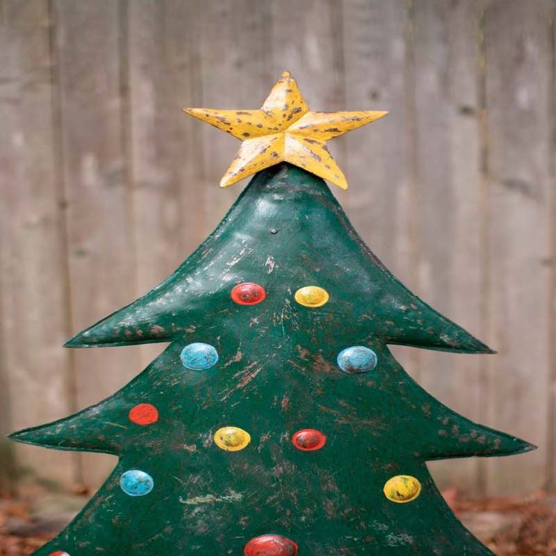 Handcrafted Metal Christmas Tree Stakes, Set of 2