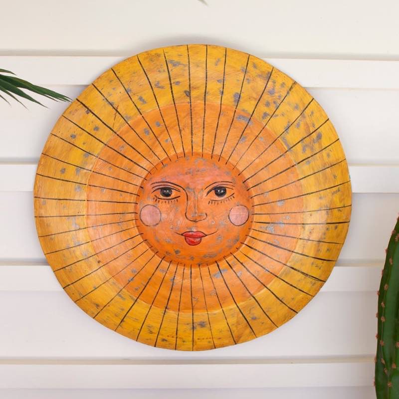 Smiling Sun Recycled Metal Wall Art