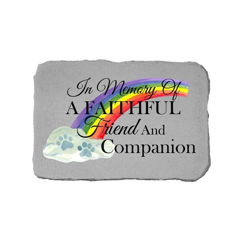 Pet Memorial Garden Stone with Rainbow