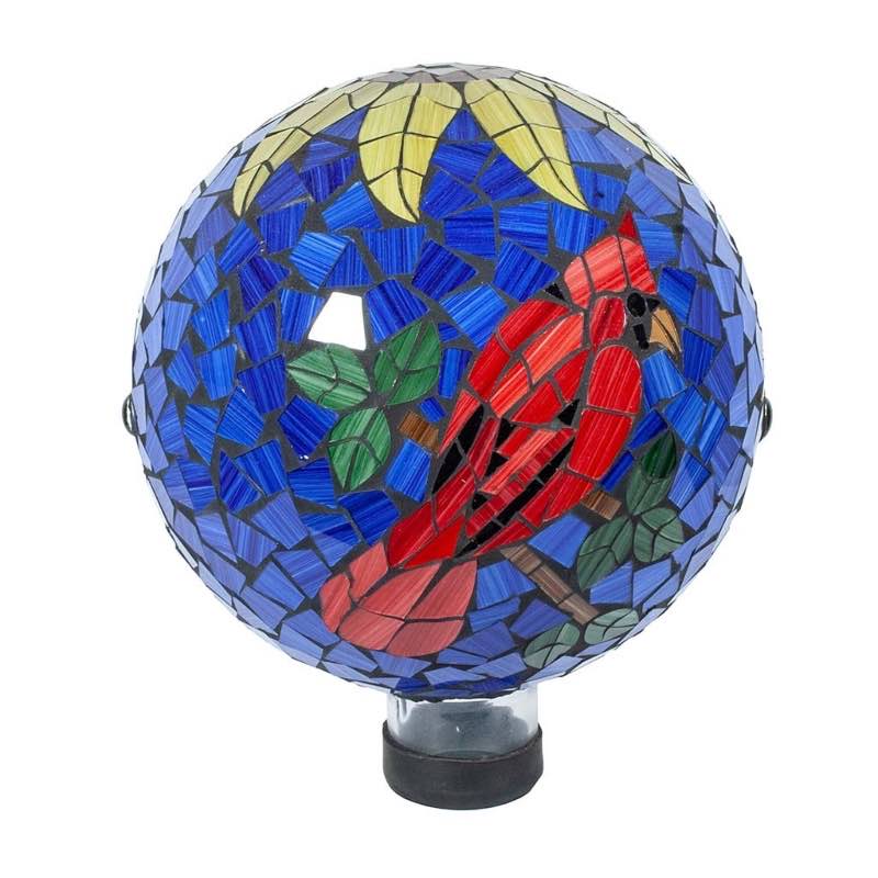 Cardinal & Sunflower Mosaic Gazing Globe