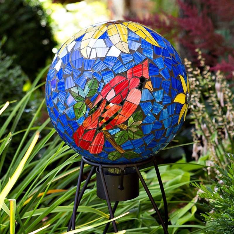 Cardinal & Sunflower Mosaic Gazing Globe