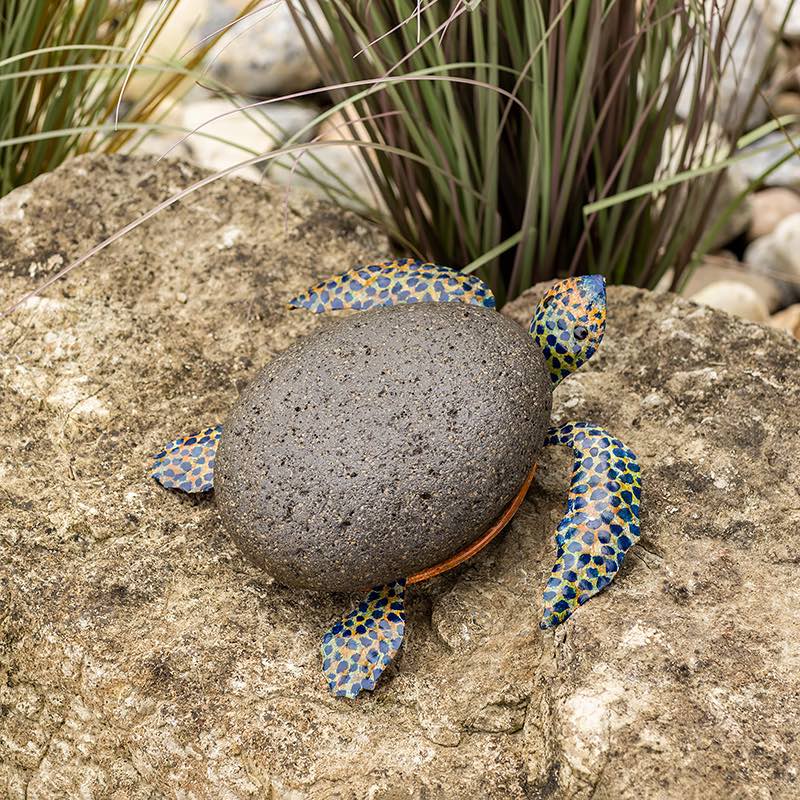 Metal and Stone Handcrafted Sea Turtle, Small