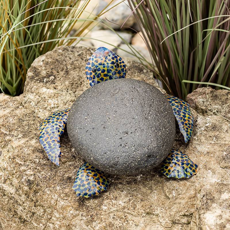 Metal and Stone Handcrafted Sea Turtle, Large