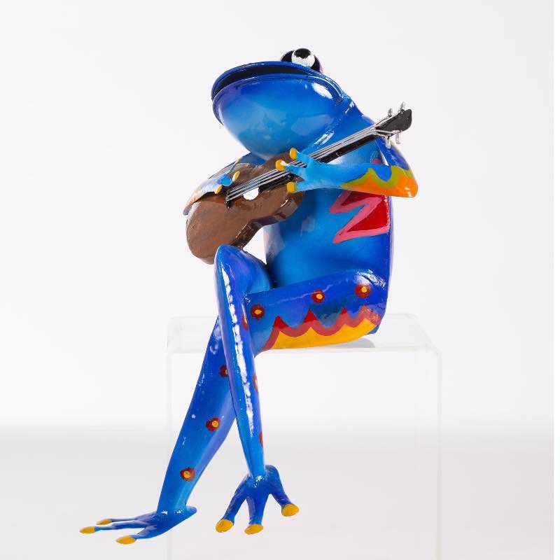 Colorful Metal Frog Musician - Blue