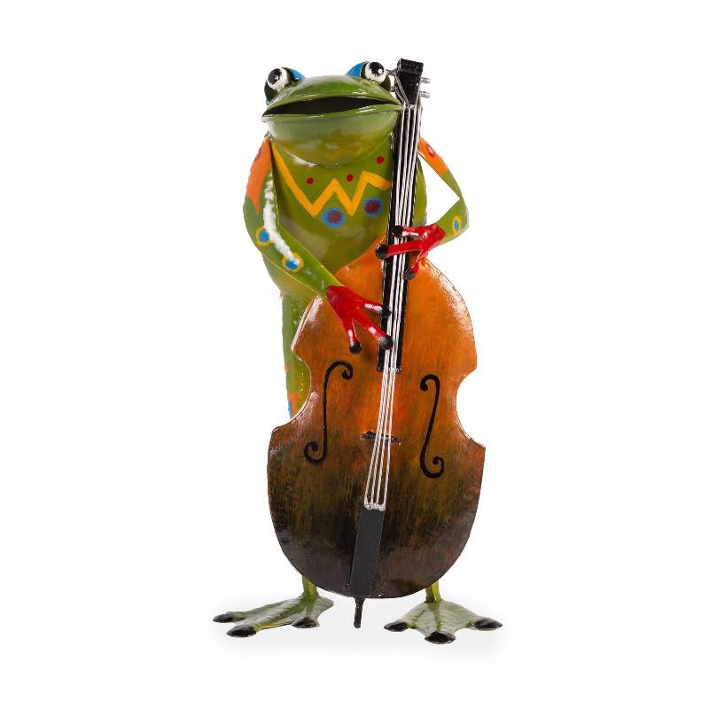 Colorful Metal Frog Musician - Green