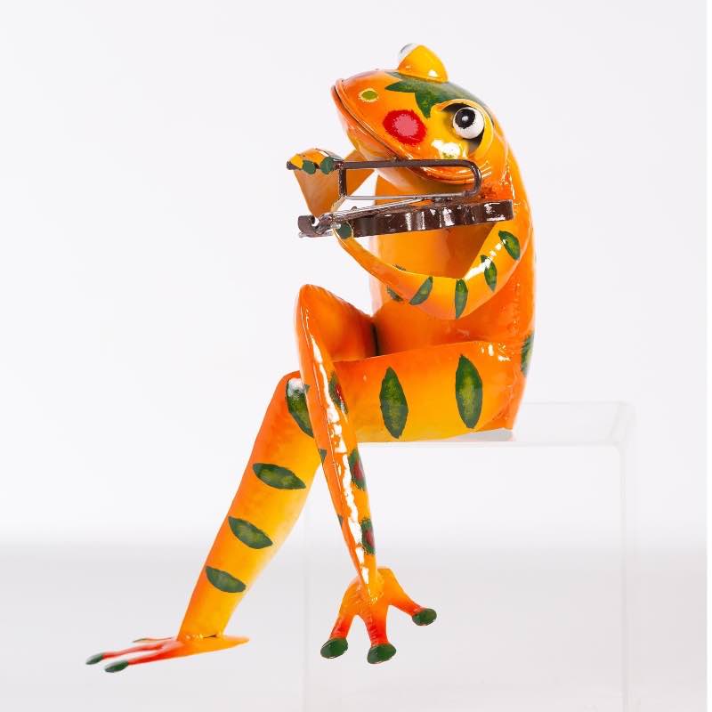 Colorful Metal Frog Musician - Orange