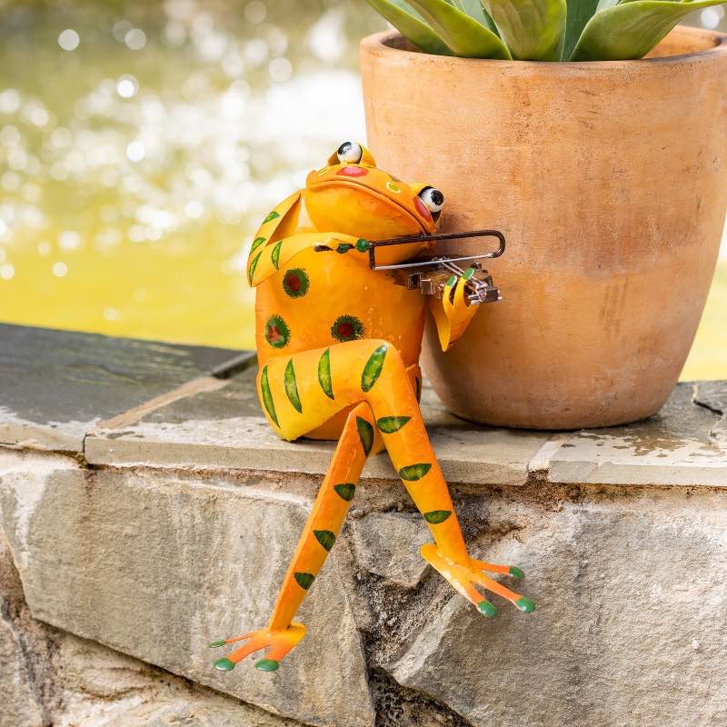 Colorful Metal Frog Musician - Orange