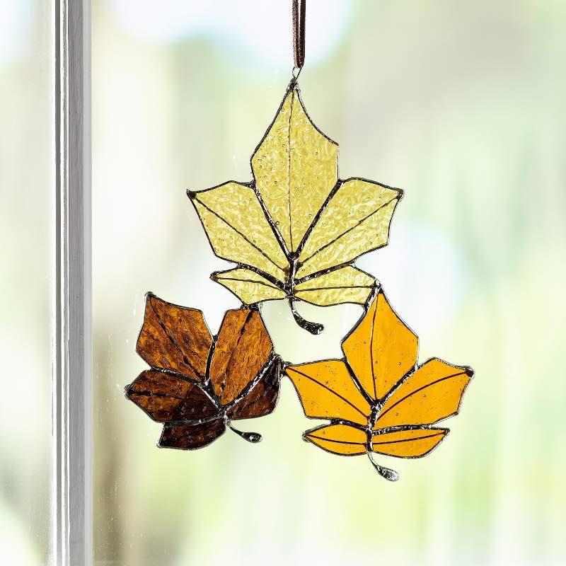 Stained Glass Leaves Hanging Decor