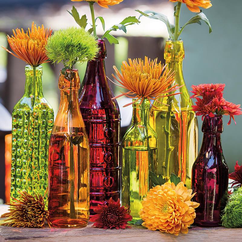 Colorful Glass Bottles, Set of 6