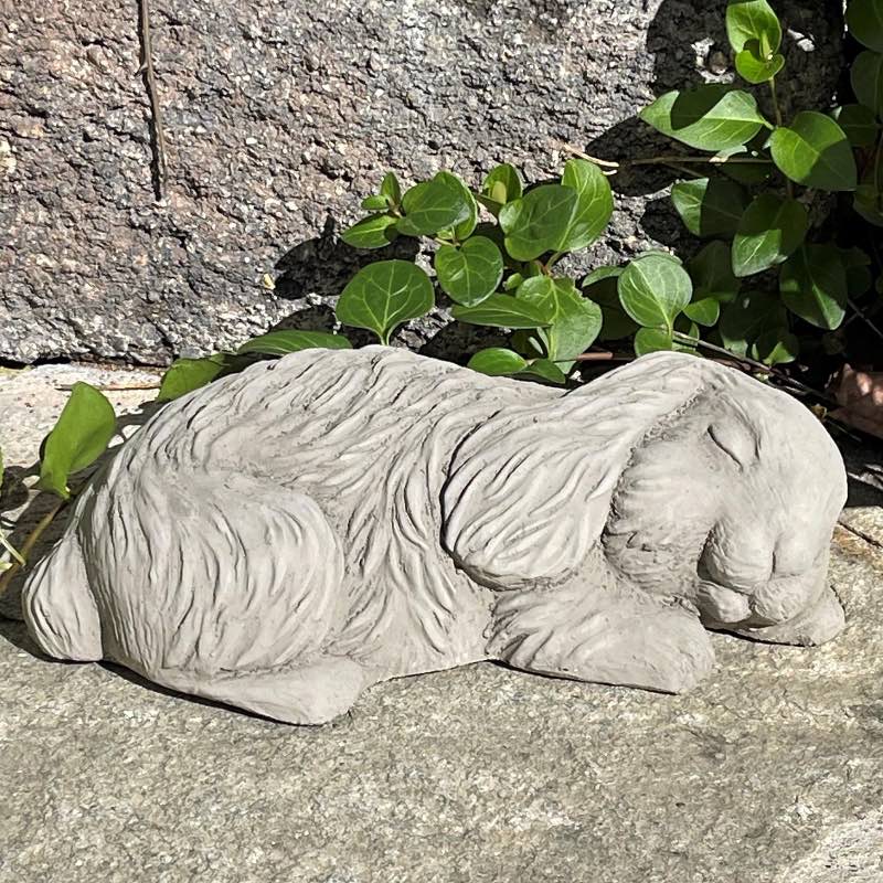 Sleeping Bunny Concrete Garden Sculpture - Gray