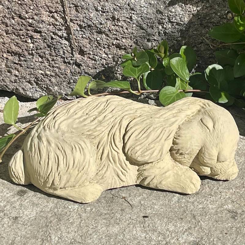 Sleeping Bunny Concrete Garden Sculpture - Tan